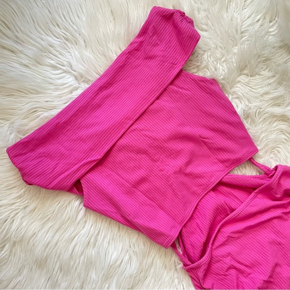 Jonathan Simkhai STANDARD Dress NWT Akane Shaping Rib Off Shoulder Cutout Halter - Picture 13 of 15